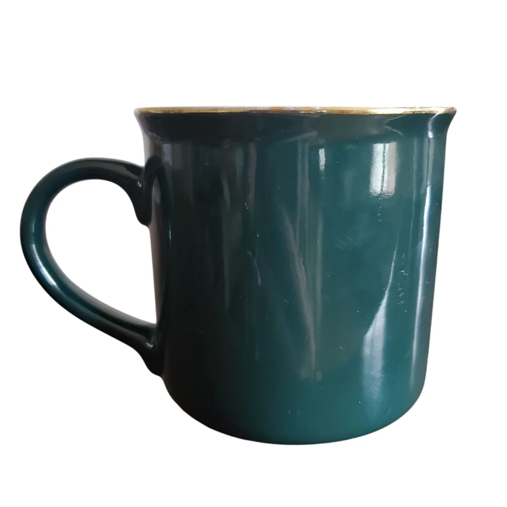 Vintage GEVALIA COFFEE CUP Shiny Dark Green Ceramic Glaze Coffee Mug - Picture 4 of 8